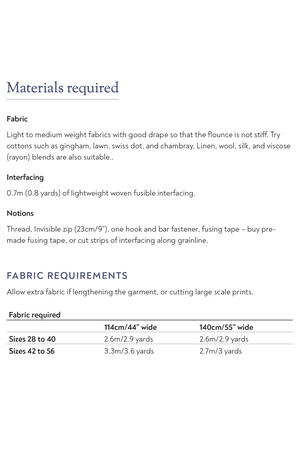 Materials required for the Rosalie darted skirt pattern