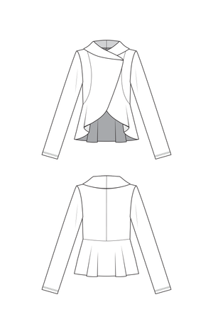 Kirsi cardigan line drawings for short view, closed collar