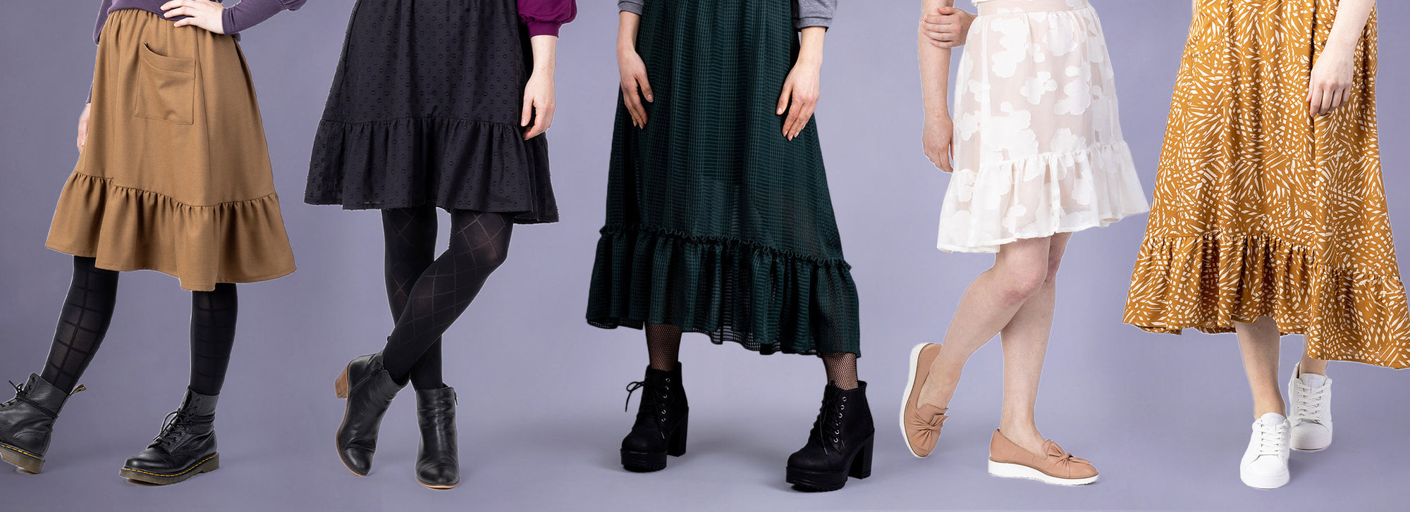 The Ella skirt in 5 styles and different lengths