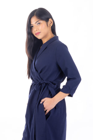 Forget-Me-Not Adeline wrap dress pattern: cropped side view of dress highlighting pocket