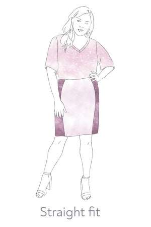 Forget-Me-Not Sabrina perfect fit short pencil skirt pattern, illustration of straight fit